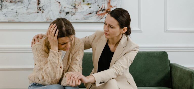 Friend providing emotional support during a conversation